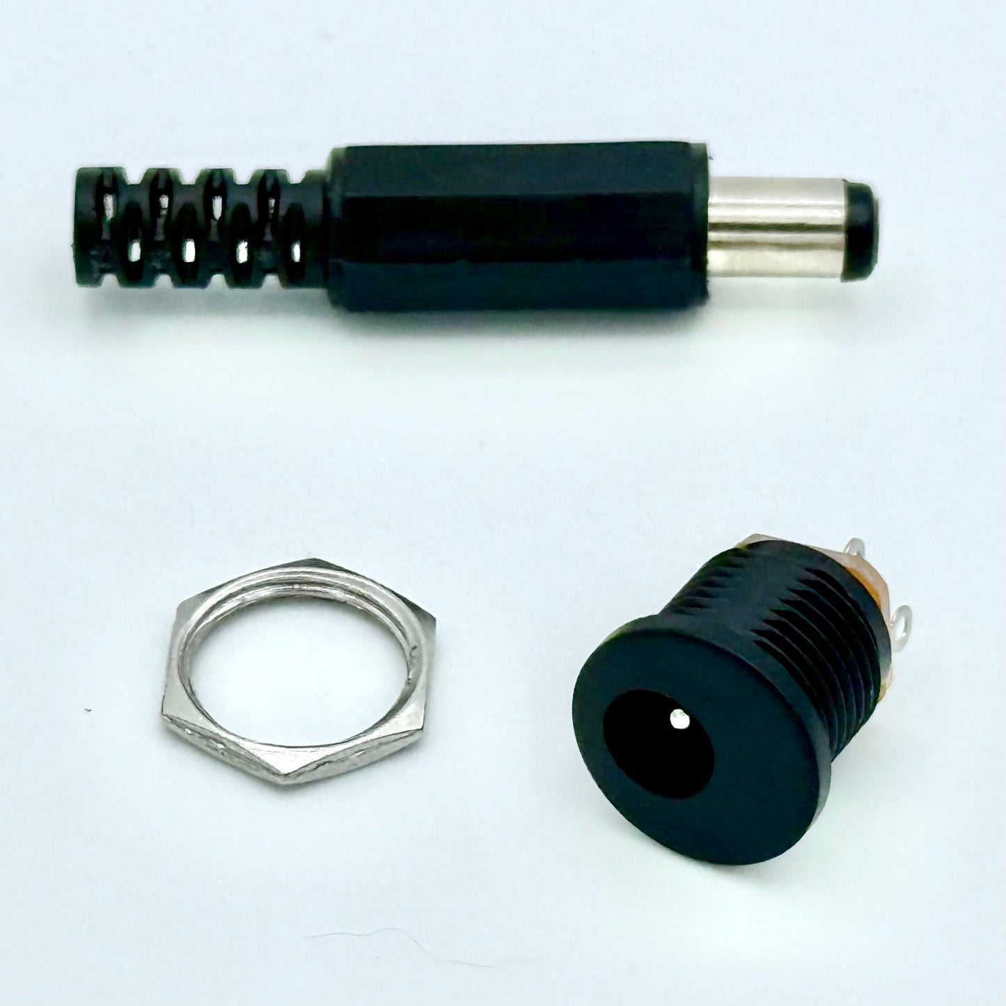 5.5×2.1 mm DC Panel-Mount Jack + Plug Set (5-Pack / 10-Pack / 20-Pack)