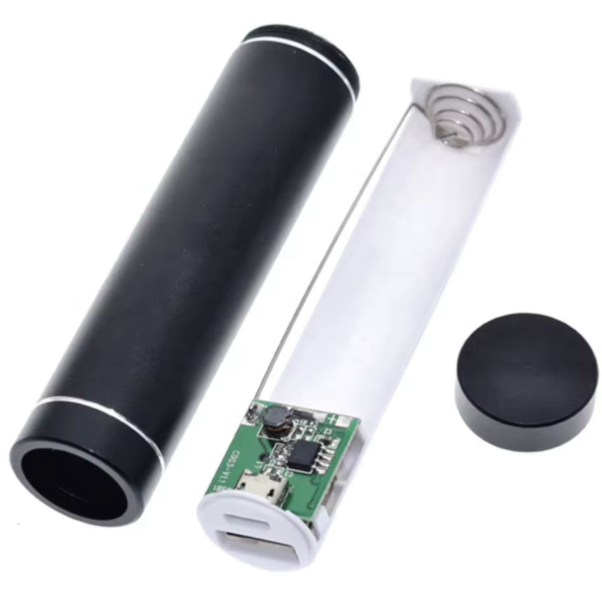 18650 Portable Power Bank Case – Single-Cell USB Charger Tube with LED (DIY Shell or Complete Pack, Black)