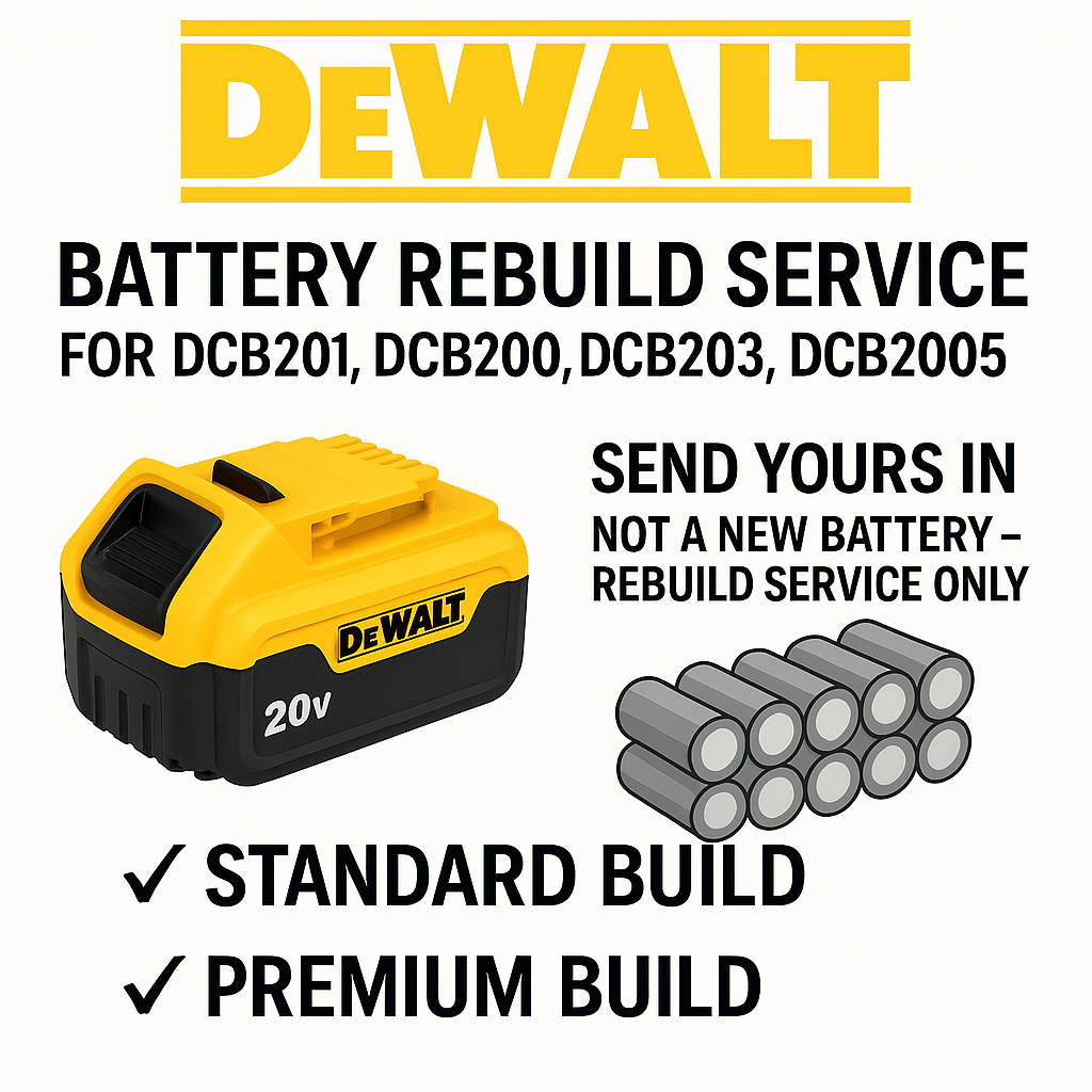 DeWalt 20V MAX Battery Rebuild Service DCB200 DCB201 DCB203 DCB204 DCB205