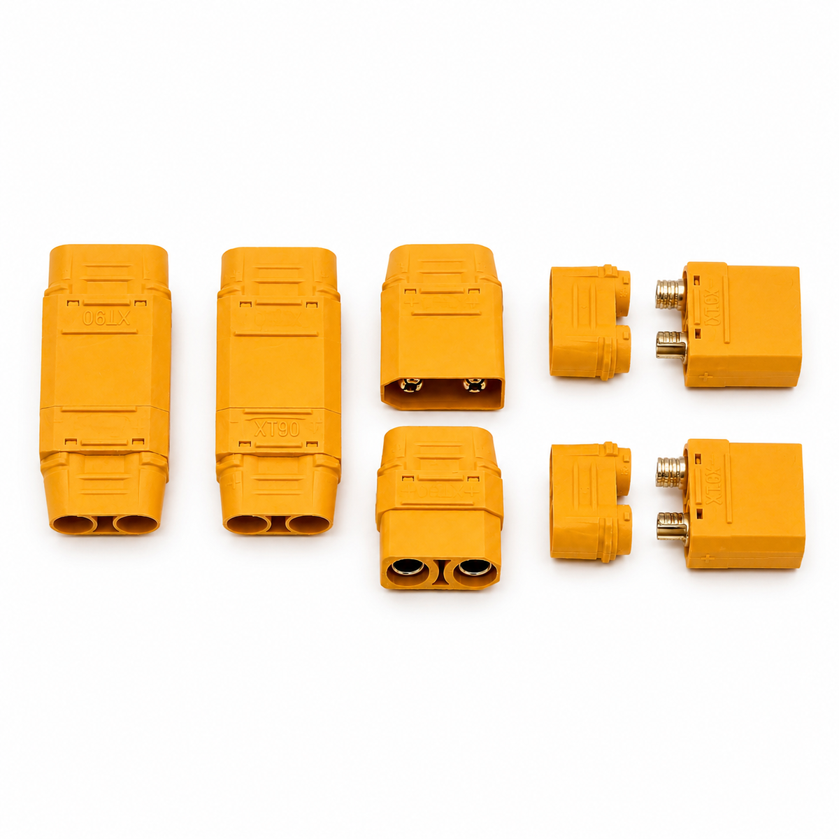 XT90 Connector Male + Female Pair – Bare Bullet Plugs No Wires (5/10/20 Pack)