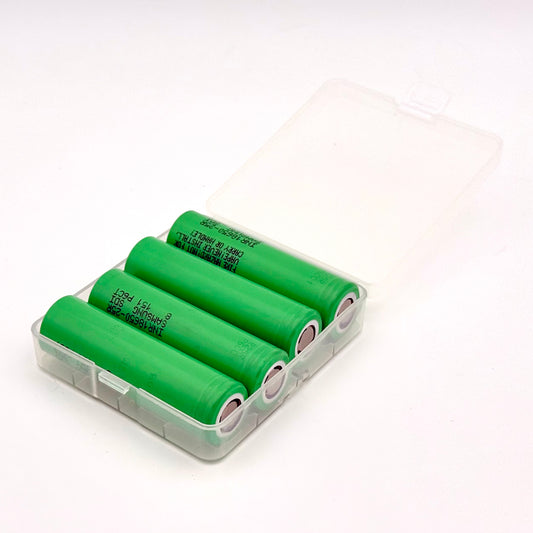 4x Samsung 25R 18650 2500mAh 20A Flat Top Li-ion Batteries + Case – Authentic