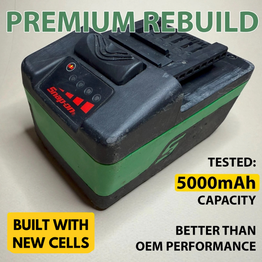 Snap-On CTB7185 18V Battery Rebuild – 5000mAh 20A- New High-Drain Cells