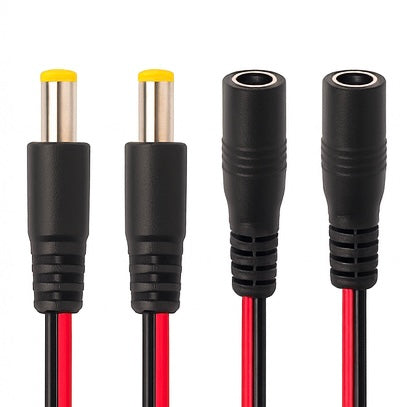 5.5×2.1 mm DC Power Connector Pairs – Male + Female with Wire Leads (5-Pack / 10-Pack / 20-Pack)