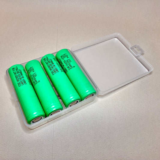 4x Samsung 25R 18650 2500mAh 20A Flat Top Li-ion Batteries + Case – Authentic