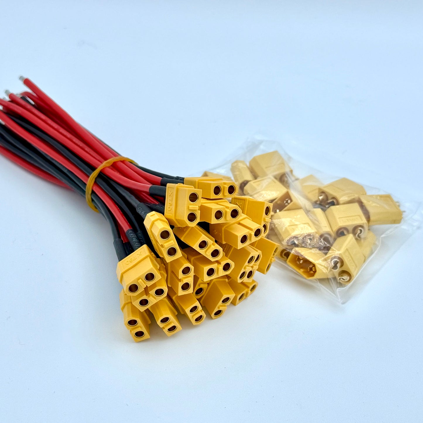 XT60 Male + Female Connectors with 14 AWG Wire Leads (5 / 10 / 20 Pack)