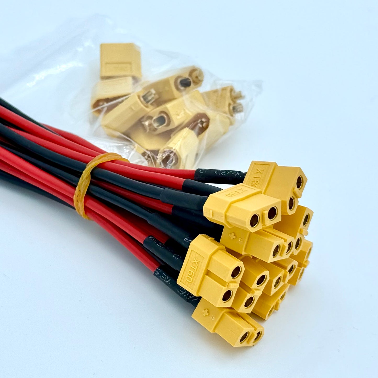 XT60 Male + Female Connectors with 14 AWG Wire Leads (5 / 10 / 20 Pack)