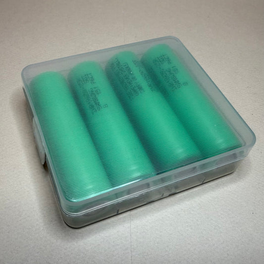 4x Samsung 25R 18650 2500mAh 20A Flat Top Li-ion Batteries + Case – Authentic