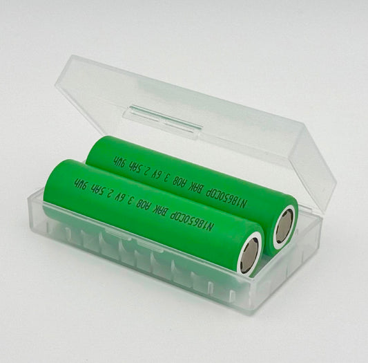 2x 18650 2600mAh 3.7V 20A Flat Top Li-ion Batteries + Case – Flashlight, RC
