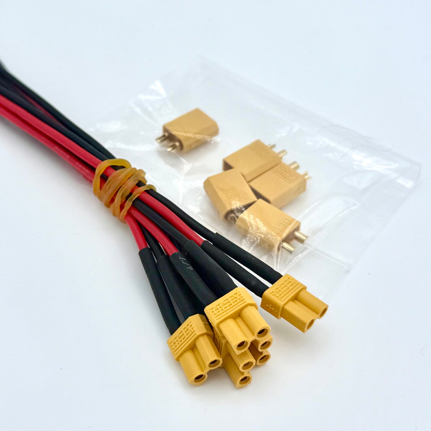 XT30 Male + Female Connectors with 16AWG Wire Leads (5 / 10 / 20 Pack)