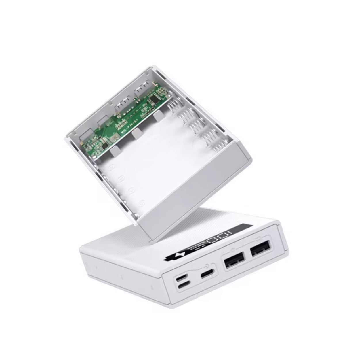 18650 Power Bank Case – USB‑C PD 22.5W + QC3.0, 15W Wireless, LCD (DIY Shell or Complete Pack, Black)