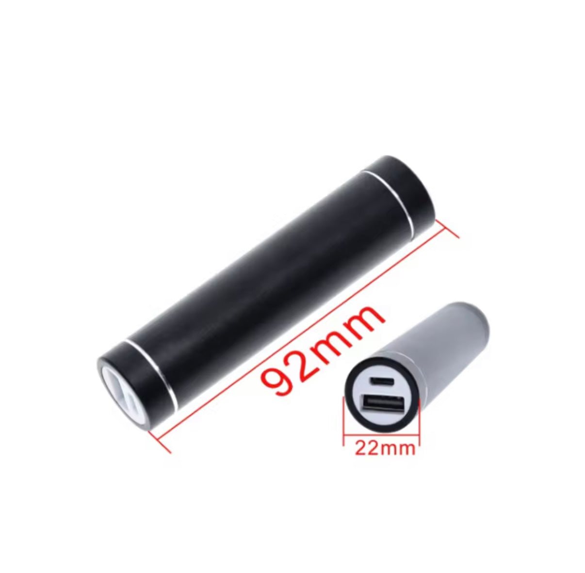 18650 Portable Power Bank Case – Single-Cell USB Charger Tube with LED (DIY Shell or Complete Pack, Black)