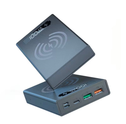 18650 Power Bank Case – USB‑C PD 22.5W + QC3.0, 15W Wireless, LCD (DIY Shell or Complete Pack, Black)