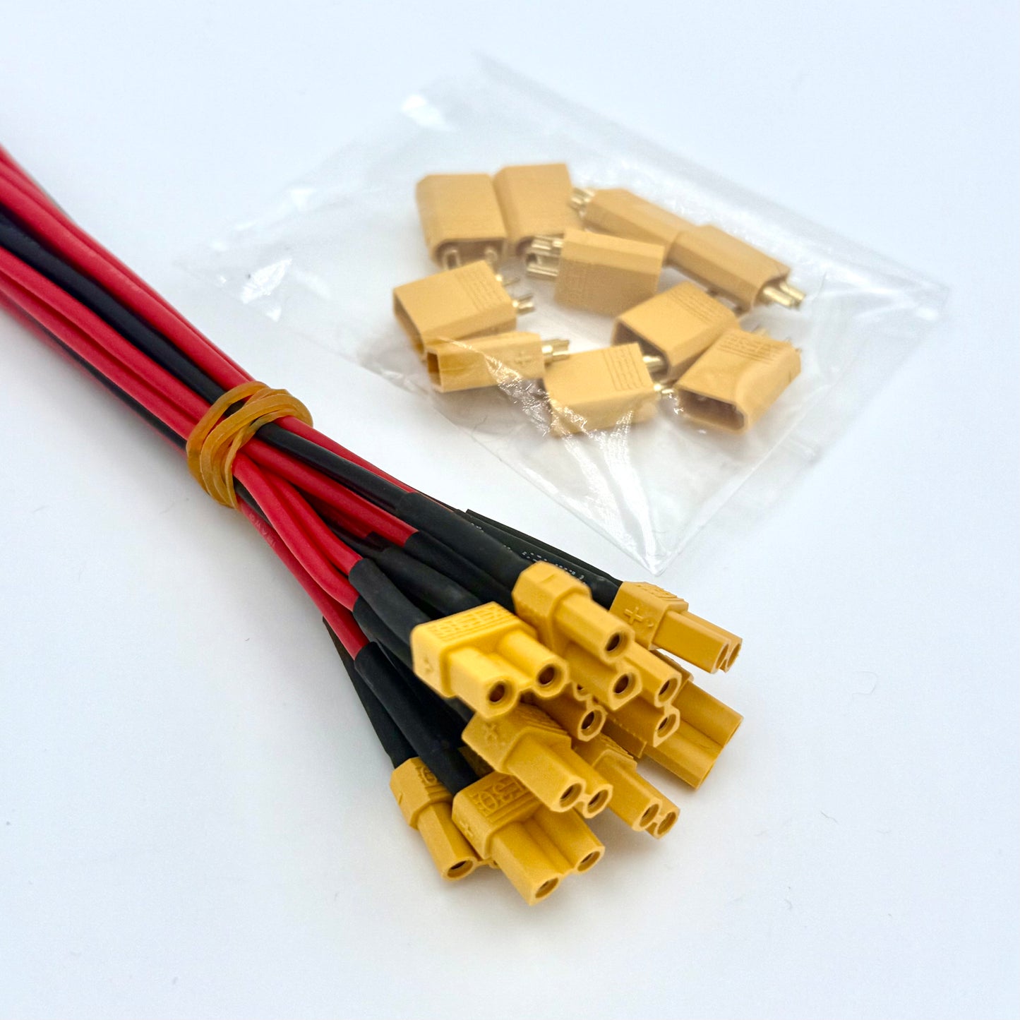 XT30 Male + Female Connectors with 16AWG Wire Leads (5 / 10 / 20 Pack)
