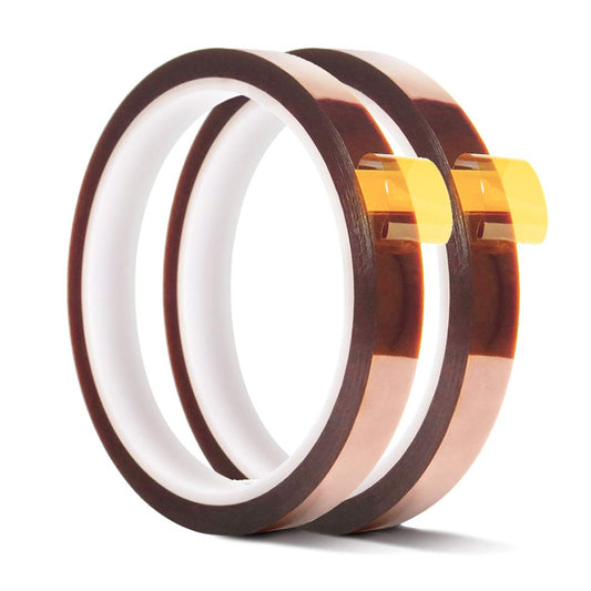 2 Rolls 10mm x 33m (108ft) Heat Resistant Polyimide Tape – High Temp Kapton Adhesive for Electronics, Soldering, Sublimation & Circuit Boards