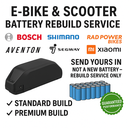 E-Bike & Scooter Battery Rebuild Service – Bosch, Shimano, Rad, Juiced, Aventon, Segway, Xiaomi, Dualtron