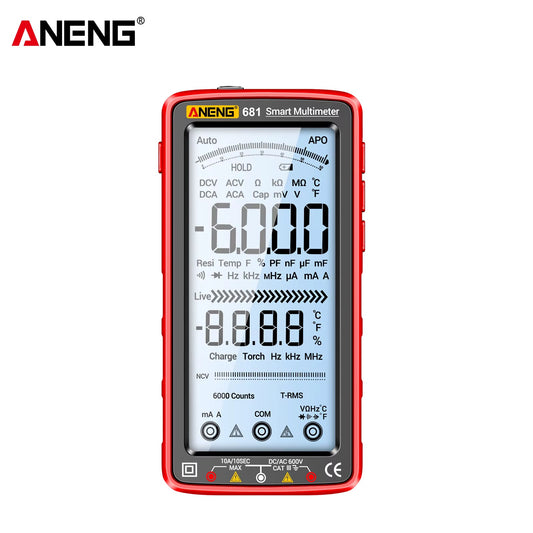 ANENG 681 Smart Multimeter – True RMS, Rechargeable, 6000 Counts, Large LCD